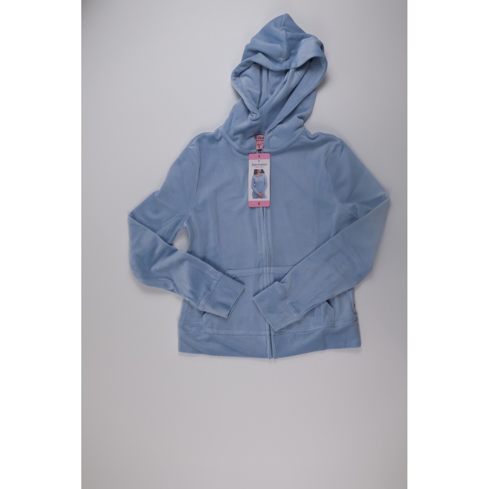 Juicy Couture Hoodie Velour Rhinestone Logo S Blue Casual Lounge Y2K
